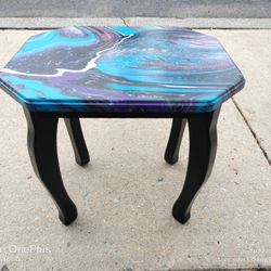Solid Wood End Table Custom Painted. 