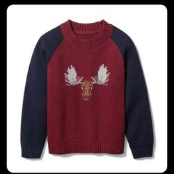 Janie and Jack Baby Toddler maroon Moose sweater Sweatshirt Top Shirt size 3 y Pullover boy girl