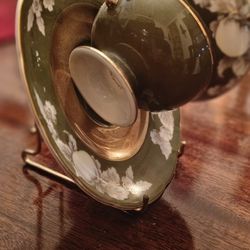 Collectible Green Antique Japanese Tea Cup and Saucer