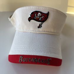 Tampa Bay Buccaneers NFL Visor Equipment Hat Reebok White And Red Visor.