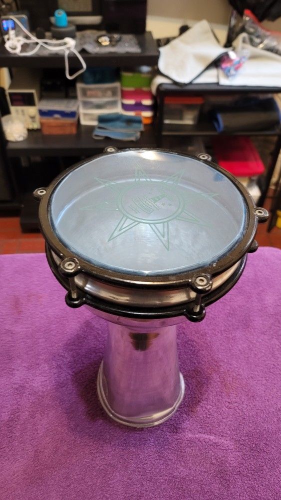 ALESKANDARIA ALUMINUM DARBUKA DRUM HEAD MADE IN SYSIA 17 INCHES TALL. 