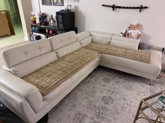White L Shaped Sectional Sofa with Storage & Seat Covers