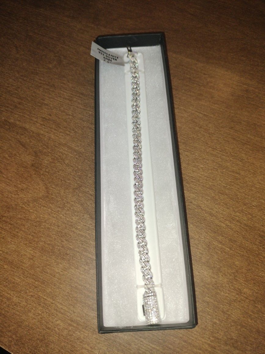 100% Genuine Moissanite Diamonds Miami Cuban Bracelet 5ctw 6mm Wide By 7 1/2 Inches Long