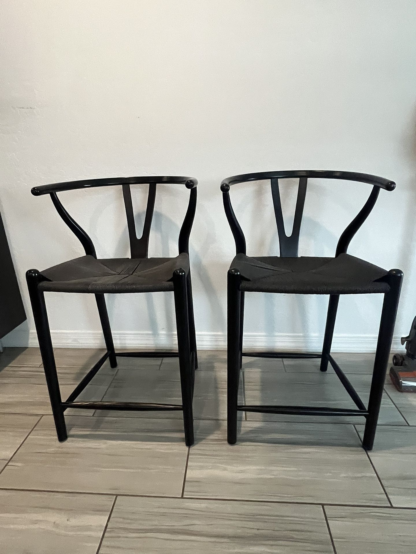 Barstools Counter Chairs, Wishbone Black
