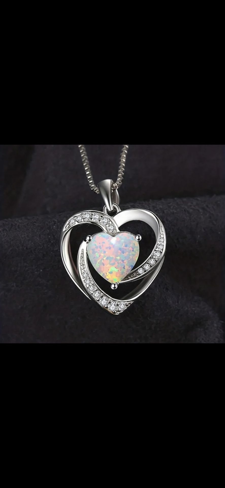 High Quality Elegant Heart Shaped Breathtaking Opal925 Sterling Silver Gorgeous Bridal Necklace