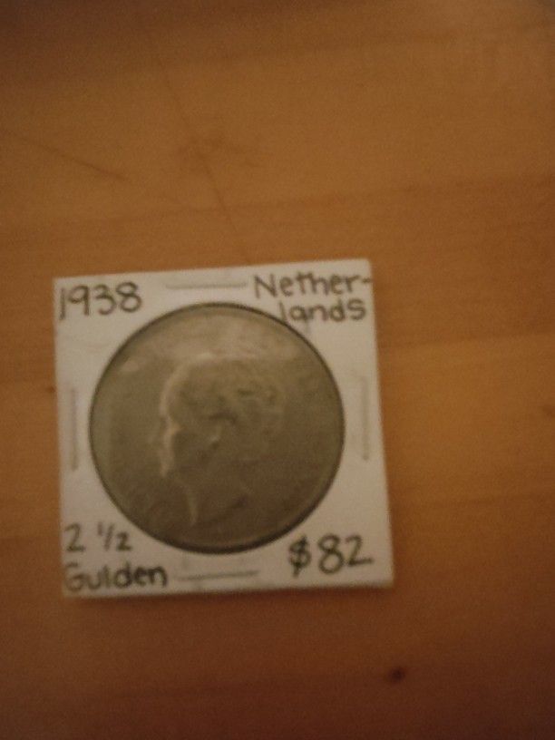 1938 Netherlands 2 1/2 Gulden Silver