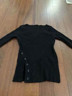 Black Long Sleeve Ribbed Shirt