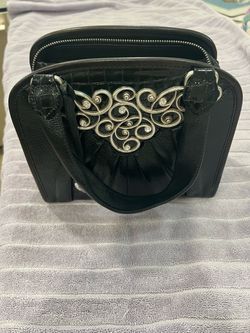 Brighton Black Leather Satchel Handbag
