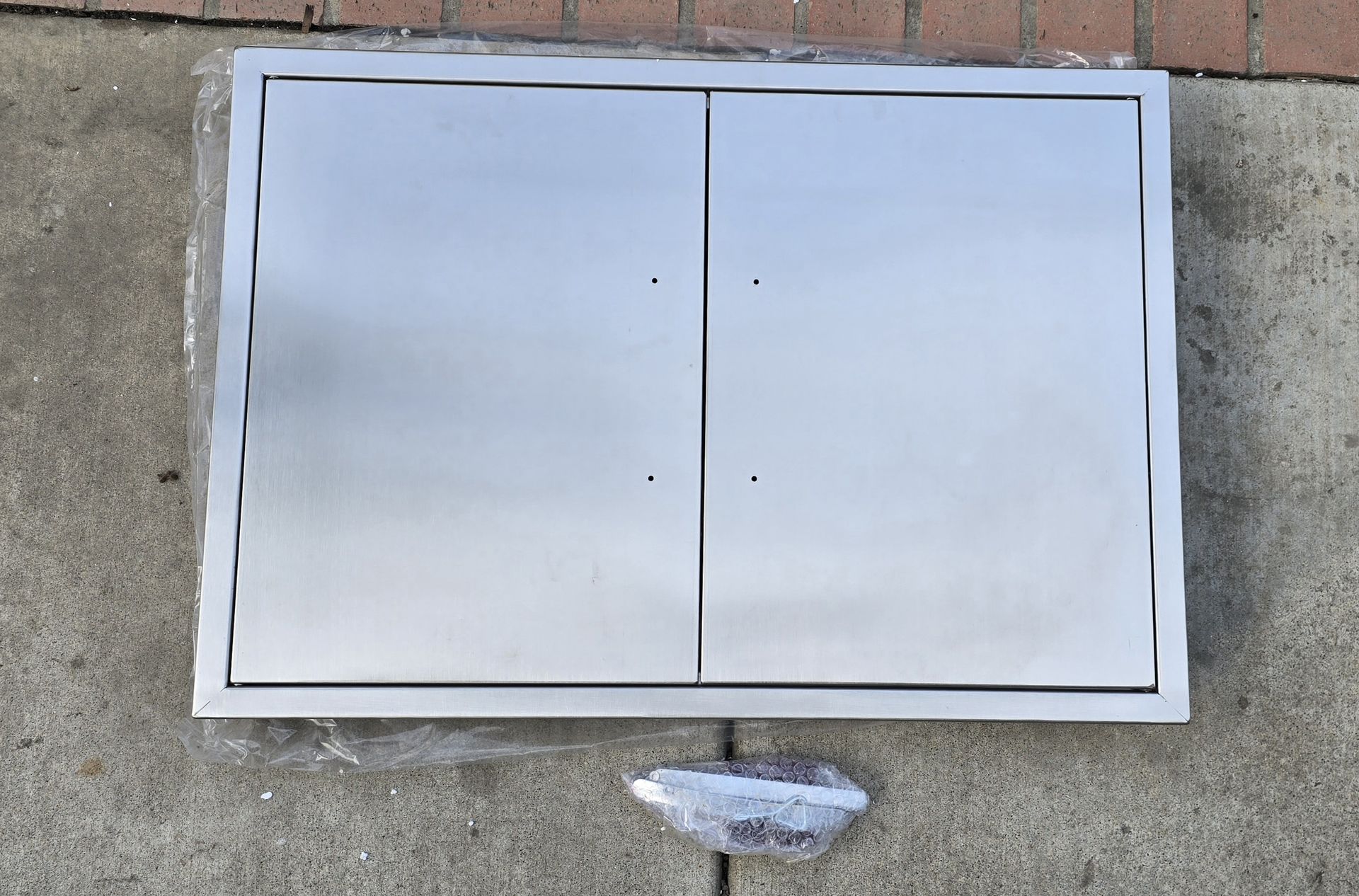 30" W x 21" H Stainless Steel BBQ Access Doors with Handles Double Access Cabinet Door, Flush Mount