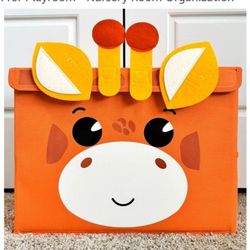 QUOKKA Toy Storage Box for Boys and Girls - 25"x17"x13" In Giraffe Toy Chest Organizer for Kids 