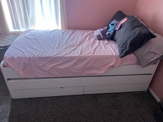 Bed frame w/pull-out bed + storage, white, Twin with also Foam mattress, medium firm/white, twin