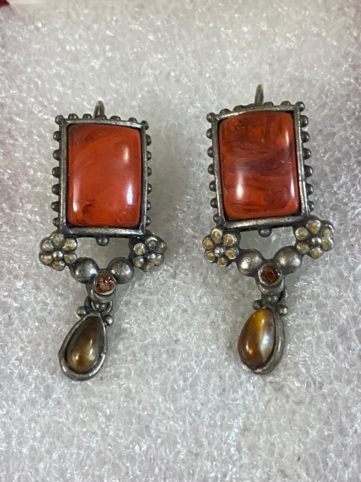 Aretes Stainless Piedras Cuarzo Joyería Antigua 