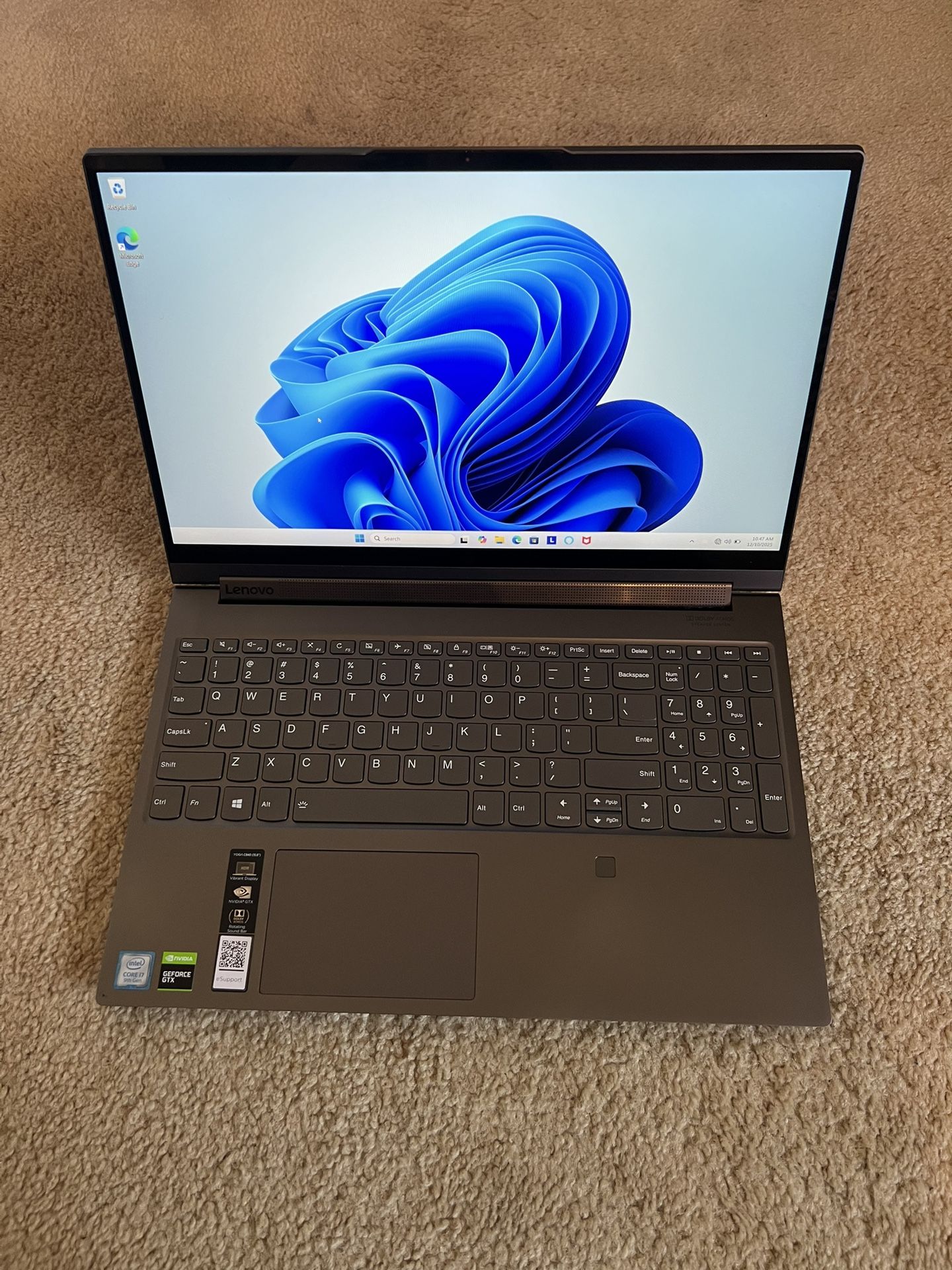 lenovo yoga c940-15irh , intel i7-9750h , 16gb ram , GTX 1650 NVIDIA laptop ,