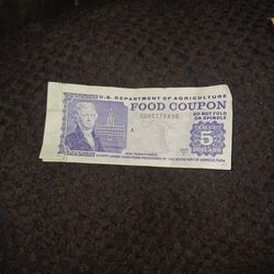 Ol School Currency $5 Foodstamp, Purple