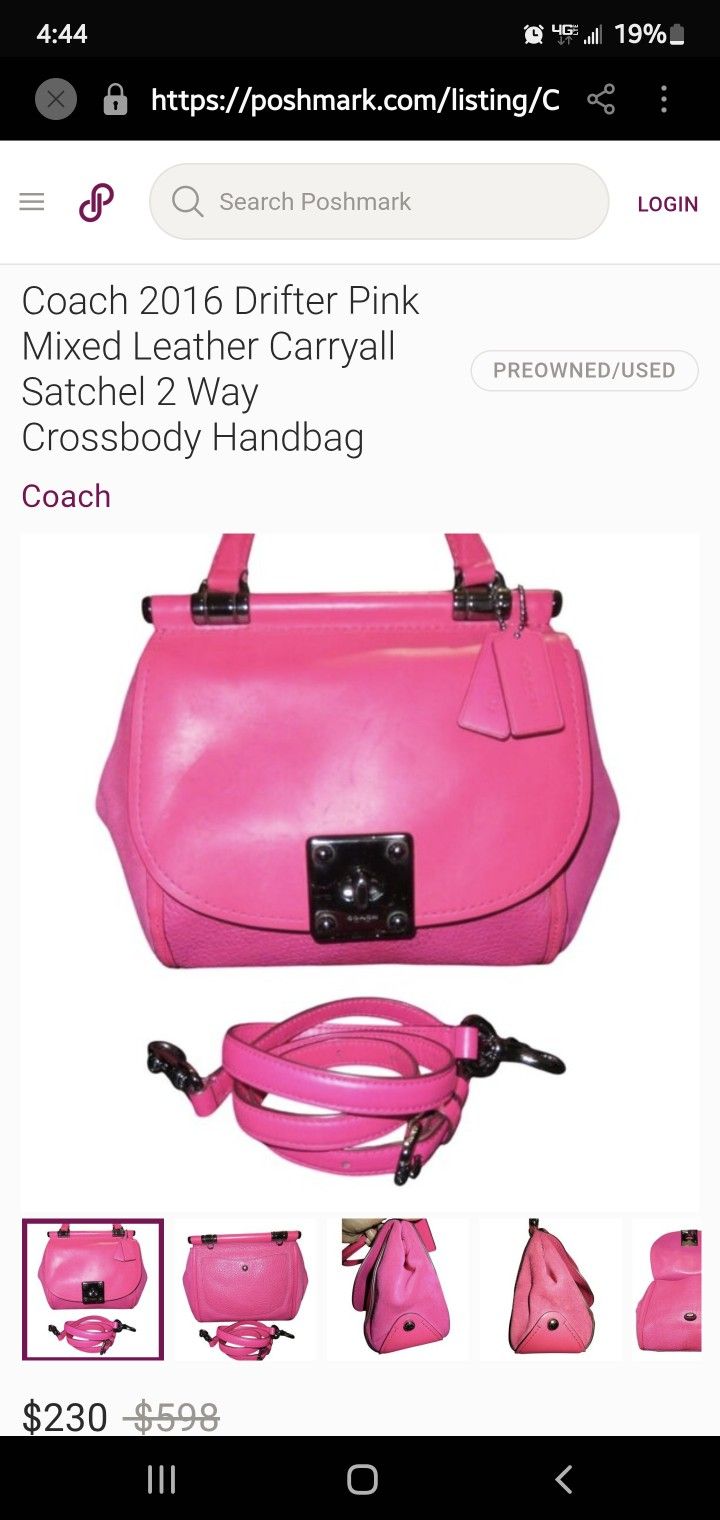 Coach Drifter Pink Crossbody Handbag