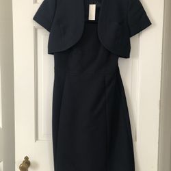 Navy Blue Sheath Dress with Matching Jacket, Ann Taylor