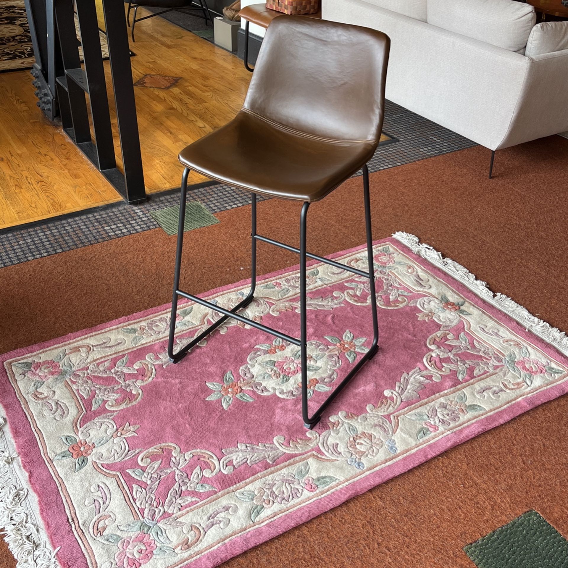 Brown Leather Bar Stool 29"