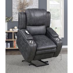 Gray Power Left Up Recliner