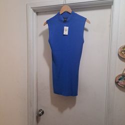 Ashley Stewart Size 14/16 Blue Tank Top Ribbed Knit Sleeveless
