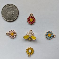 Flower And Bee Pendant Charms