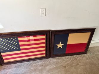 Framed American & Texas Flag Wall Art