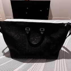 DIOR BLACK LEATHER DUFFLE BAG 