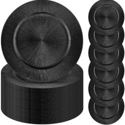 Tanlade 100 Pcs Charger Plates Bulk, 13 Inch Round Charger Plates Plastic Wedding Dinner Elegant Reusable For Table Setting Wedding Party Event Tablet