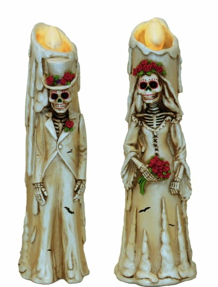 12" Day Of The Dead Bride & Groom LED Candle