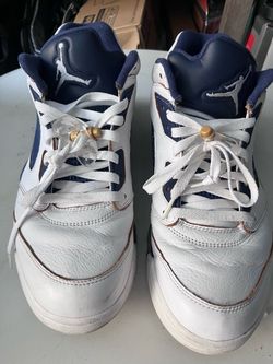 Nike Air Jordan 5 Retro Low Dunk From Above – White/Navy/Gold