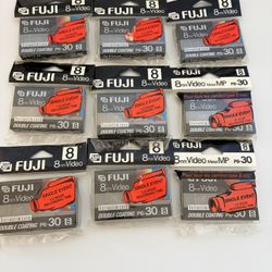 Lot Of 9 Fuji 8mm Double Coating P6-30 Video Cassettes