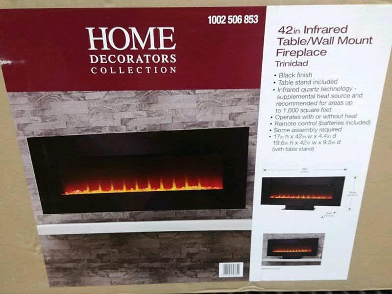 Home Decorators Collection 42 Infrared Electric Fireplace Heating/Heater 42  Black Finish Table/Wall Mount Fireplace for Sale in Mesa, AZ - OfferUp