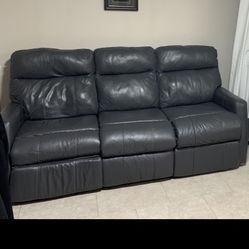 3 Seat Leather Couch (with 2 recliners)