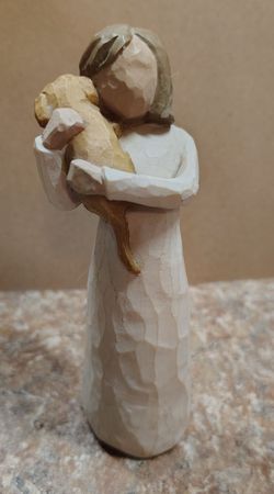 Vintage Willow Tree Angel of Friendship figurine (1999) Girl with Puppy