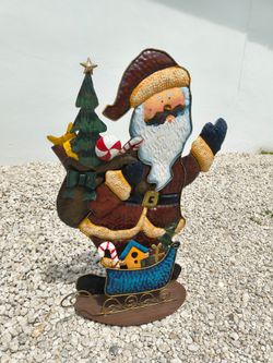 vintage-style Christmas decorative metal Santa Claus figurine
