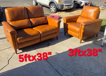 Remy Leather Power Reclining Chair & Power Reclining Loveseat with Power Headrests