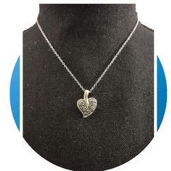 925 Sterling Silver Marcasite Heart Pendant 