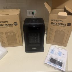 2 in 1 fan/Space Heaters for Indoor Use, 1500W Electric Heater, 200 SQFt Heater with Heating Fan Modes in Office with Thermostat, Small Space Heaters 