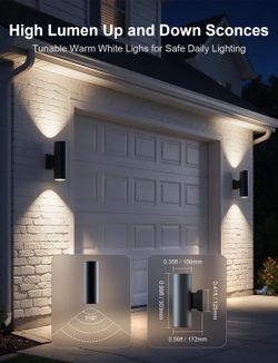 Smart Outdoor Wall Light for Pouch, 2 Pack RGBCW