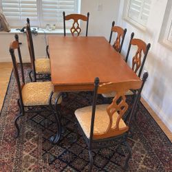 Gorgeous Arabesque Style Wood Dinner Table with 6 Chairs 