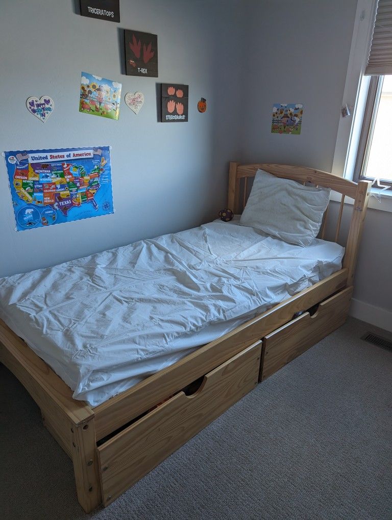 Twin Bed Frame With Drawers And Mattress 