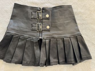 edikted Black Faux Leather Mini Skirt -XS- (New)