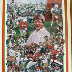 Signed Vintage University of Miami Hurricanes football limited edition lithograph art print Hurricane Warning