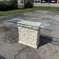 1980s Postmodern Natural Mactan Stone Console /Sofa Table