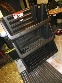 3PC SET HUSKY STACKABLE STORAGE BINS NEW 18 SET FIRM PAID 18.99 EACH