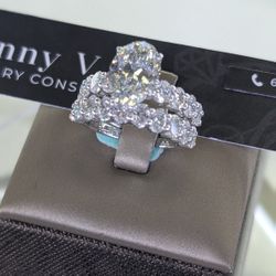 5.16 Oval with Oval Diamond Ring With Wedding Band 14KW