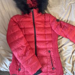 Nautica Womens Faux Fur Trim Hooded Midweight Puffer Jacket 