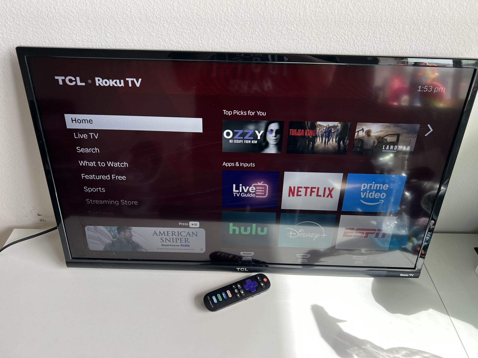 TCL Roku Smart TV – 32” (Built-in WiFi & Streaming Apps)