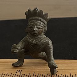 Antique Traditional Indian Bronze Statue God Baby Krishna Crawling Laddu Gopal