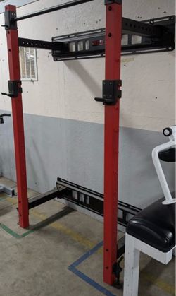 Ethos wall mount squat rack and ethos flat bench