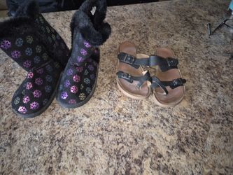 Girls Size 2 Worn Once Boots, Sandals Also Barely Worn